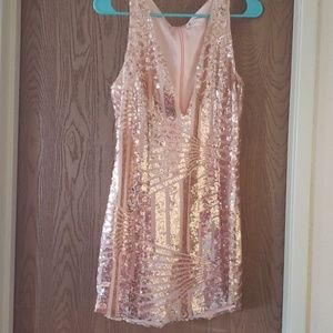Rose Gold VNeck Dress